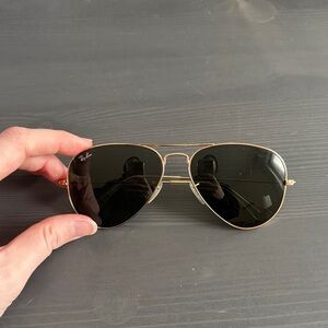 Ray-Ban Aviator Sunglasses, Black Lens, Gold Frame